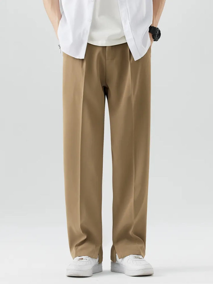 Mens Cotton Trousers Comfortable Straight Leg - BritishMode