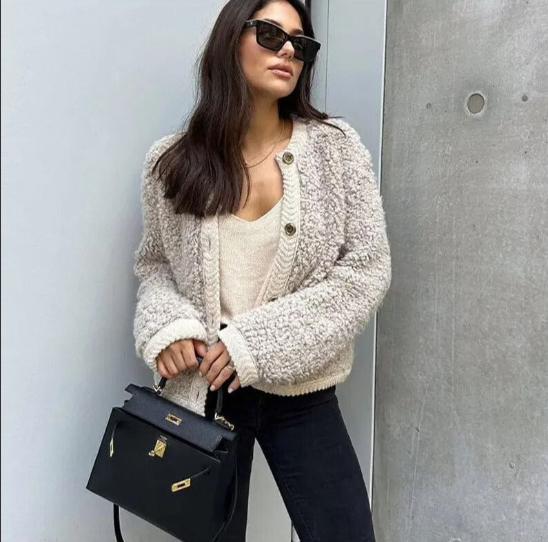 Womens Casual Teddy Jacket Soft Relaxed Fit