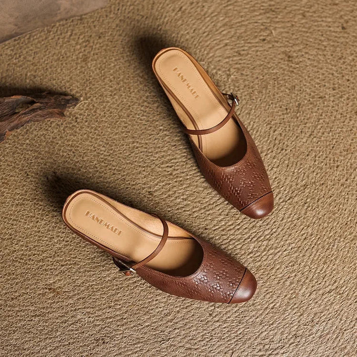 Womens Leather Mules Genuine Leather Slip-On