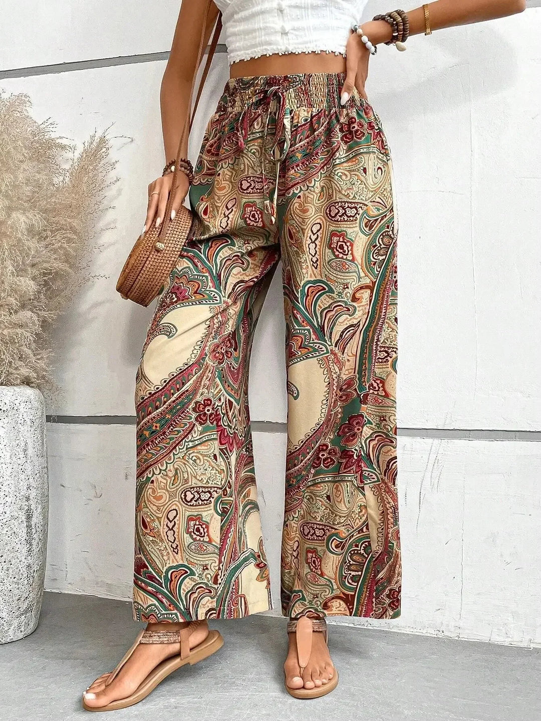 Womens Printed Stretchy Pants Comfortable Loose Fit