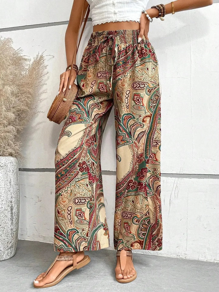 Womens Printed Stretchy Pants Comfortable Loose Fit