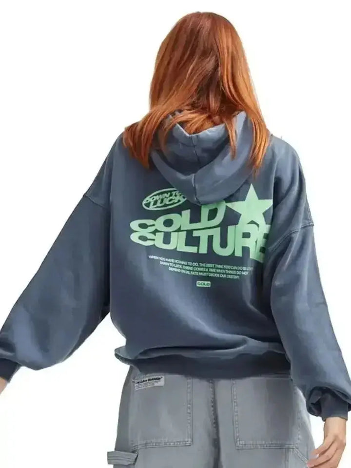 Unisex Hooded Sweatshirt with Graphic Print Relaxed Fit - BritishMode