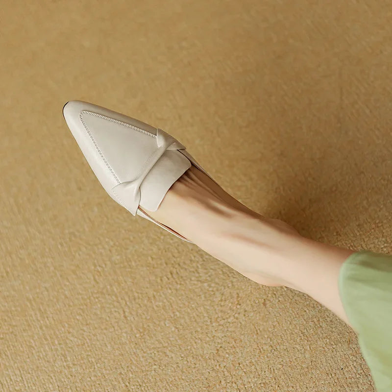 Womens Leather Mules Genuine Material Slip-On