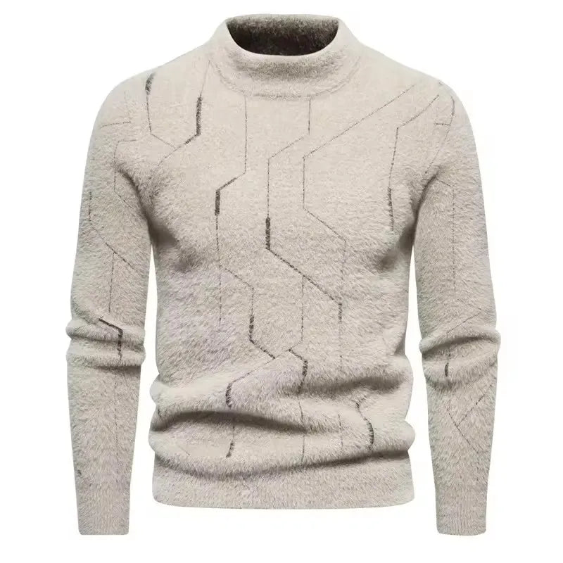 Mens Faux Fur Crew Neck Sweater