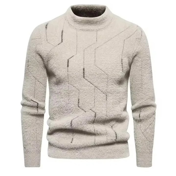 Mens Faux Fur Crew Neck Sweater