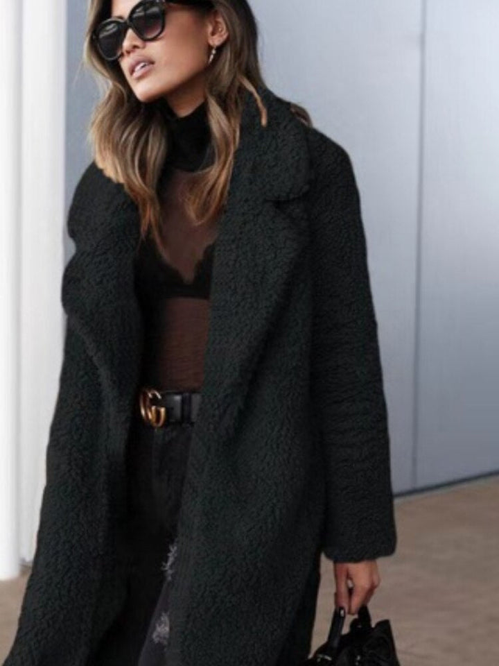 Womens Long Fleece Teddy Coat Soft Fit