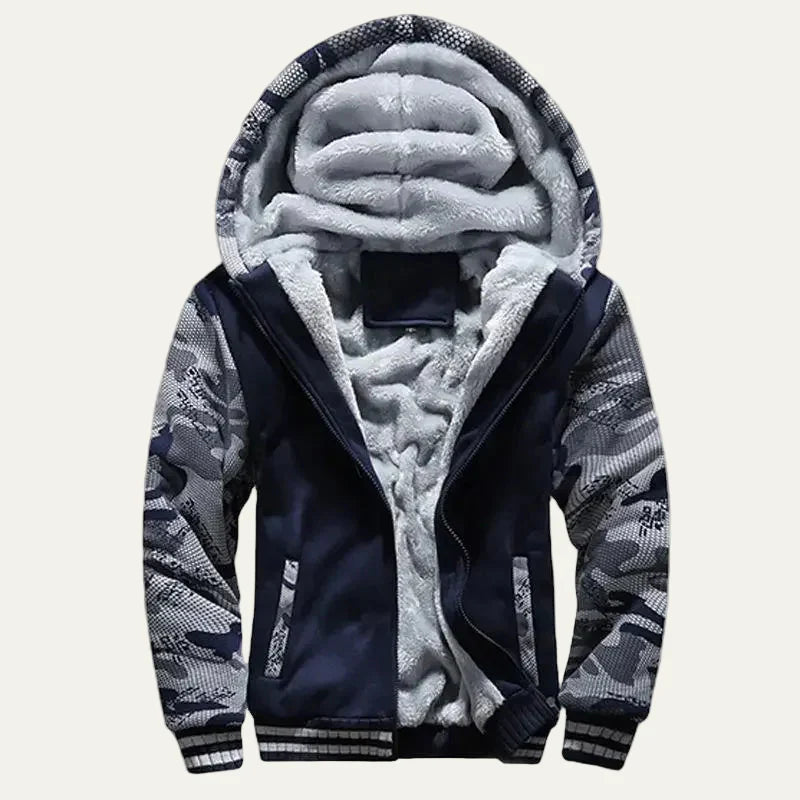 Mens Hooded Zip Jacket Thermal Fleece Lined