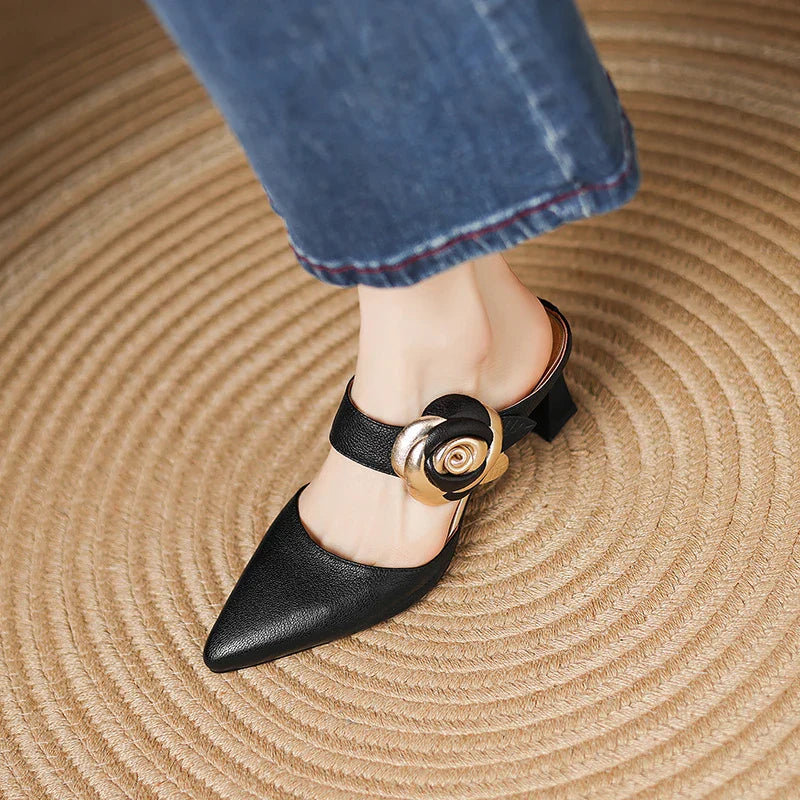 Womens Genuine Leather Heels Classic Fit