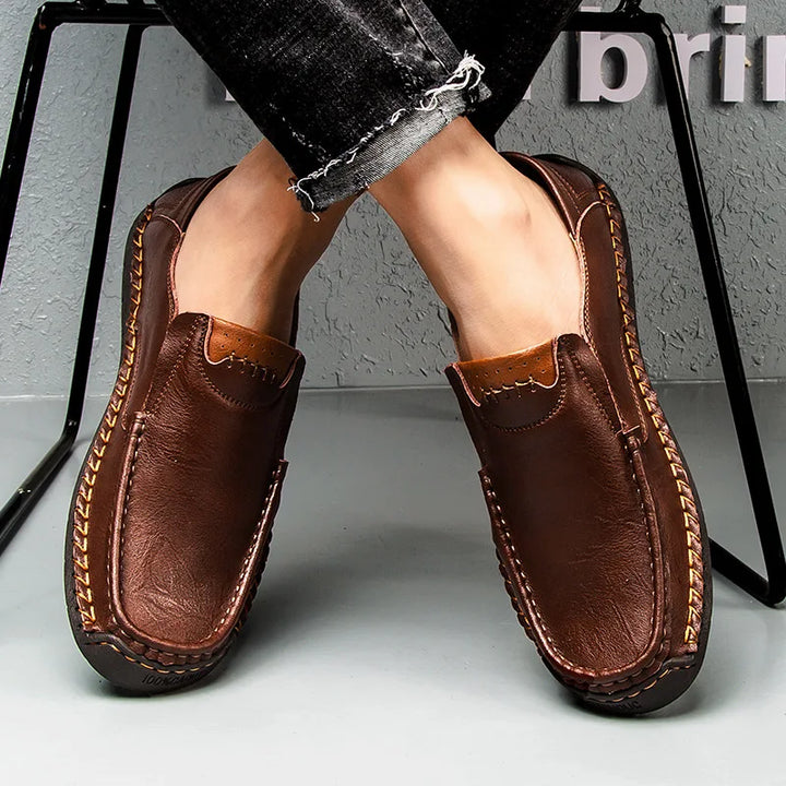 Mens Loafers Genuine Leather Slip-On