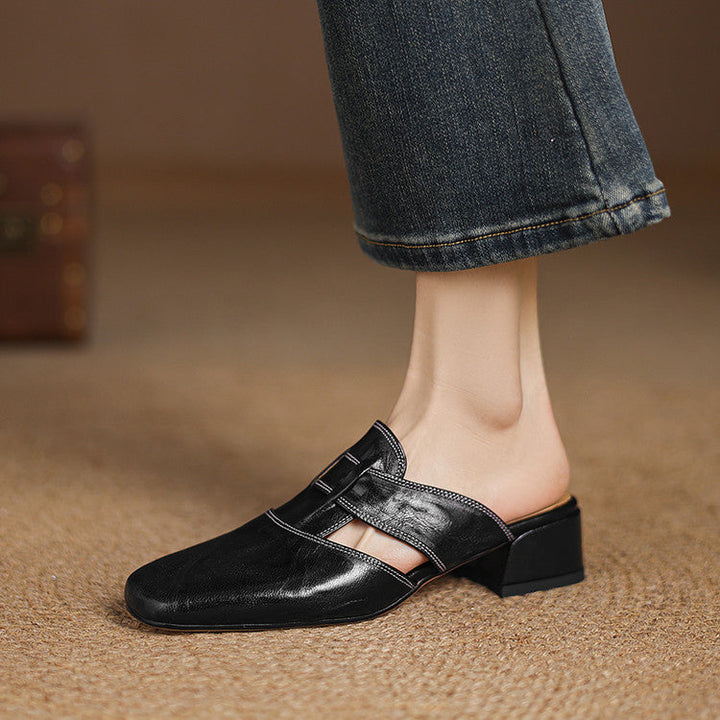 Womens Leather Mules Genuine Leather Slip-On