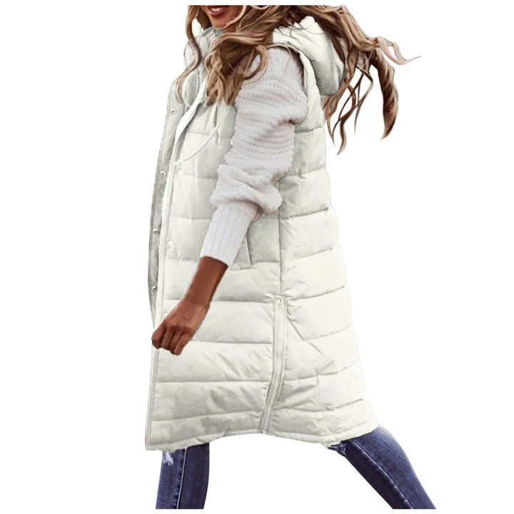 Womens Long Puffer Vest Quilted Sleeveless