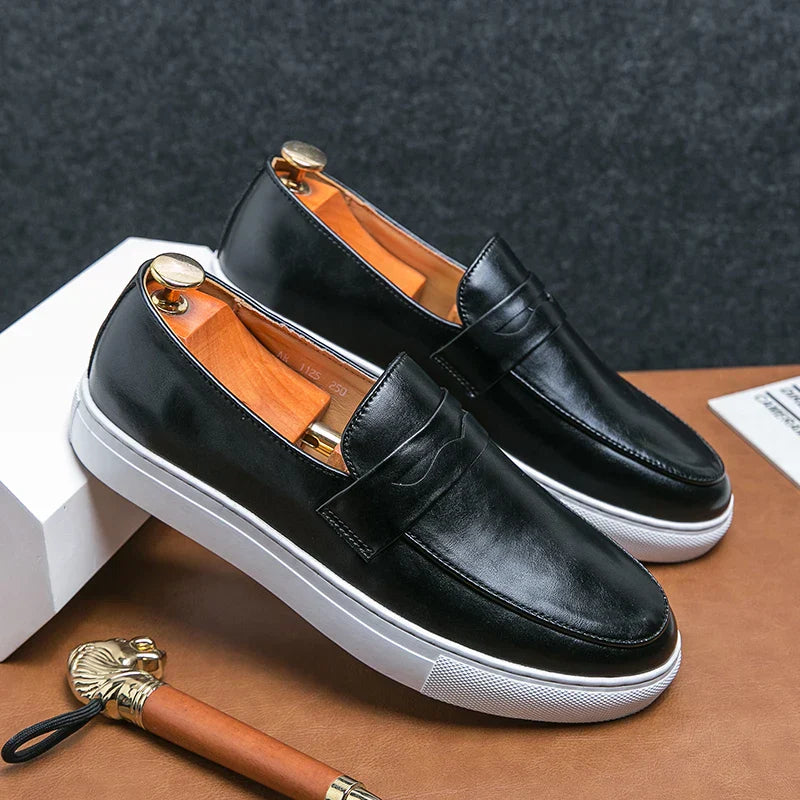 Mens Loafers Genuine Leather Slip-On