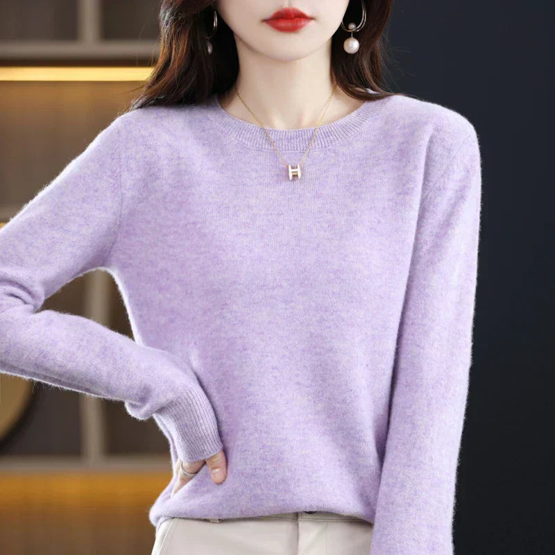 Womens Merino Wool Crew Neck Soft Sweater