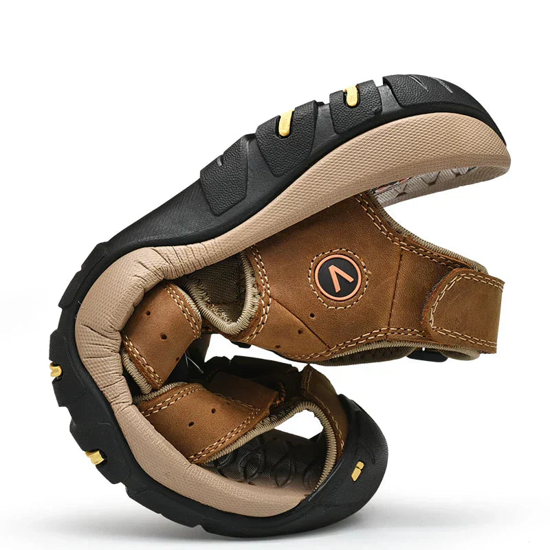Mens Outdoor Hiking Sandals Closed-Toe Adjustable Strap