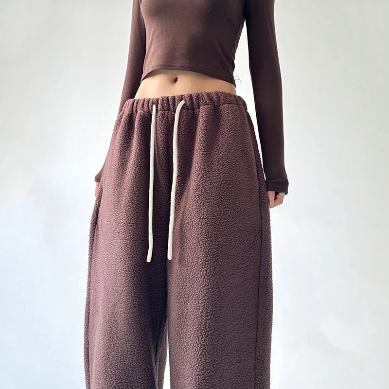 Womens Wide-Leg Sweatpants Drawstring Waist Casual Fit
