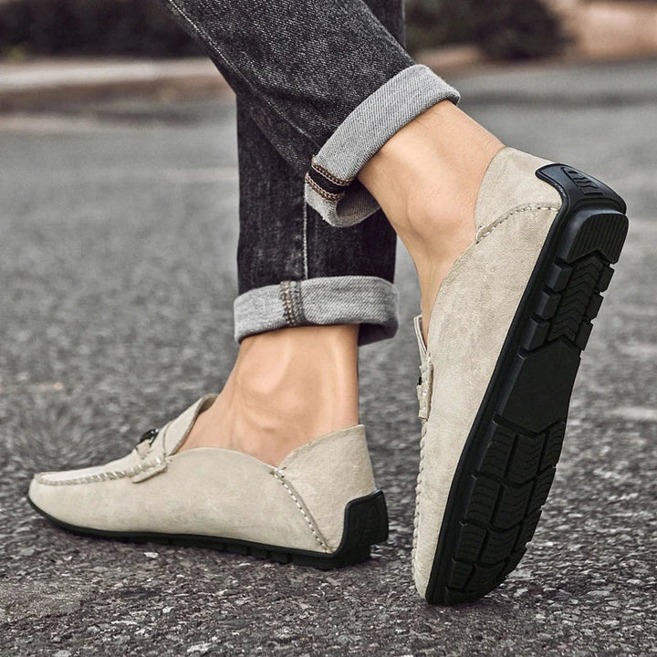 Mens Loafers Genuine Suede Slip-On