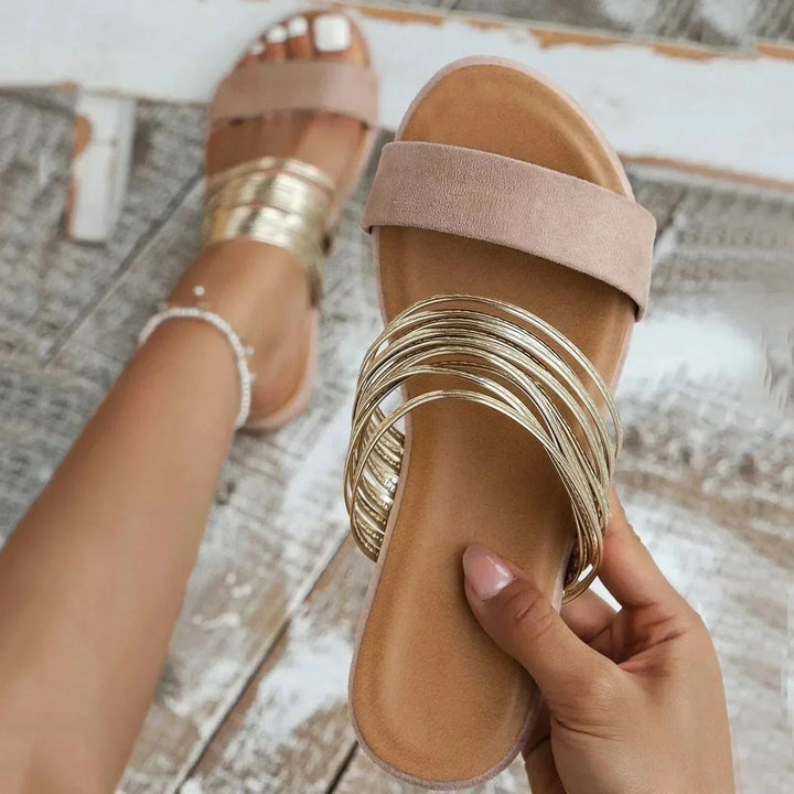 Womens Flat Slip-On Sandals Comfortable Fit