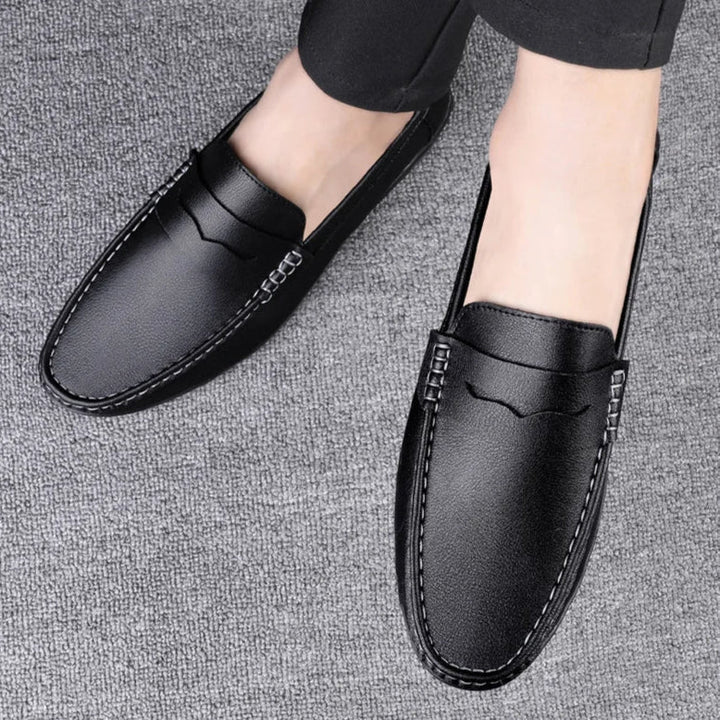 Mens Penny Loafers Leather Slip-On