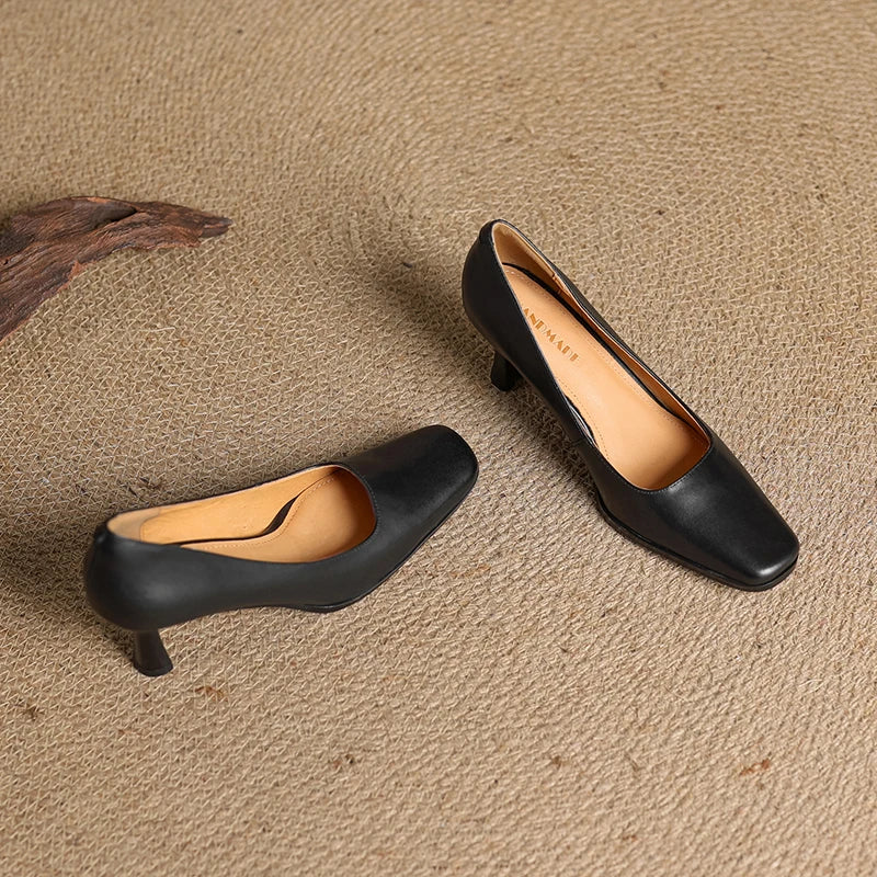 Womens Genuine Leather Heels Classic Fit