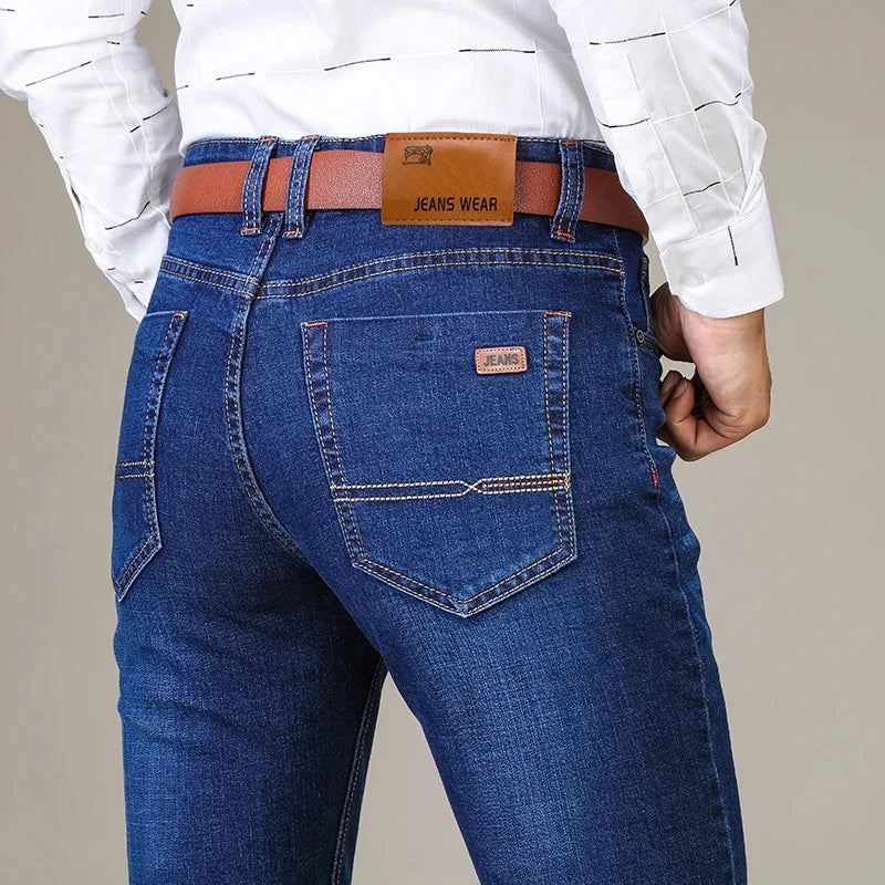 Mens Straight Leg Jeans Cotton Denim Comfortable Fit - BritishMode