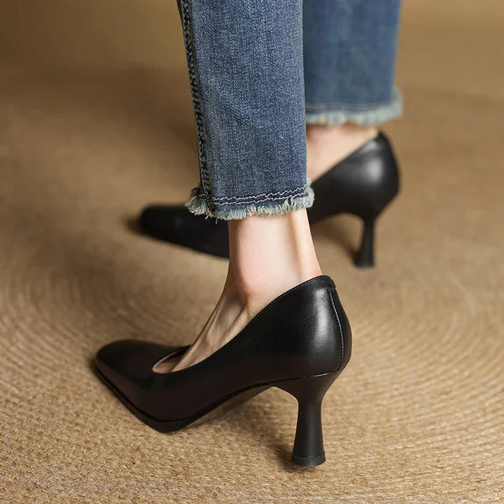 Womens Genuine Leather Heels Classic Fit