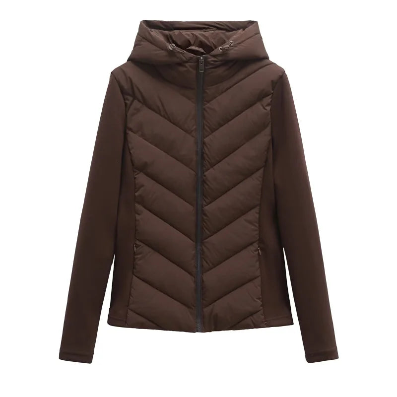 Womens Quilted Cotton Coat Hooded High Collar