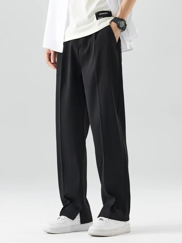 Mens Cotton Trousers Comfortable Straight Leg
