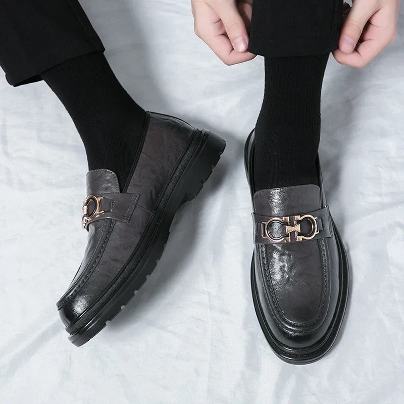 Mens Leather Loafers Slip-On Classic Fit