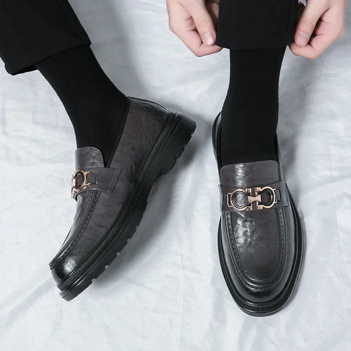 Mens Leather Loafers Slip-On Classic Fit