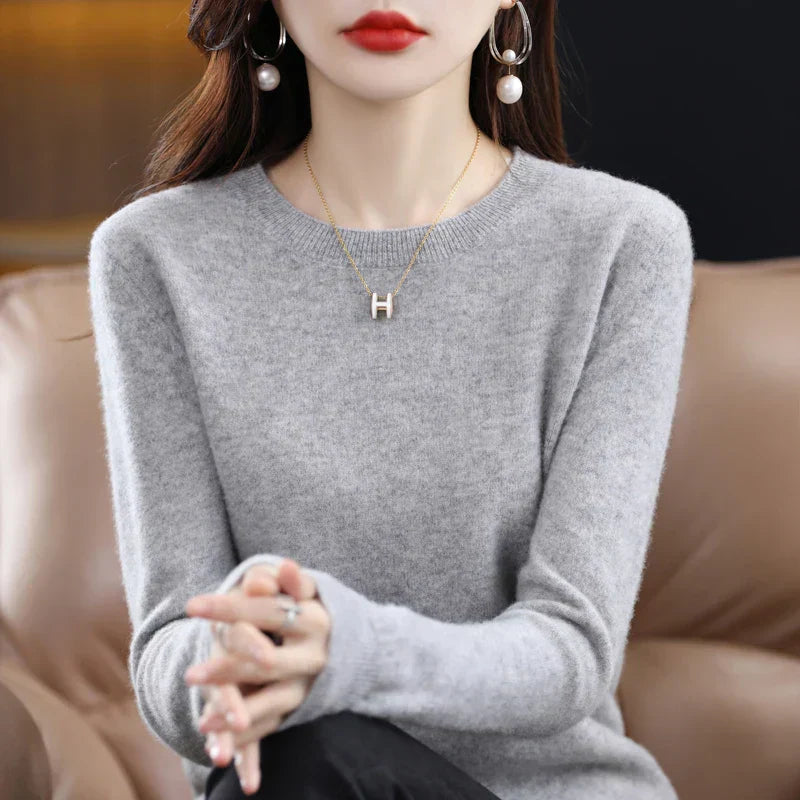 Womens Merino Wool Crew Neck Soft Sweater
