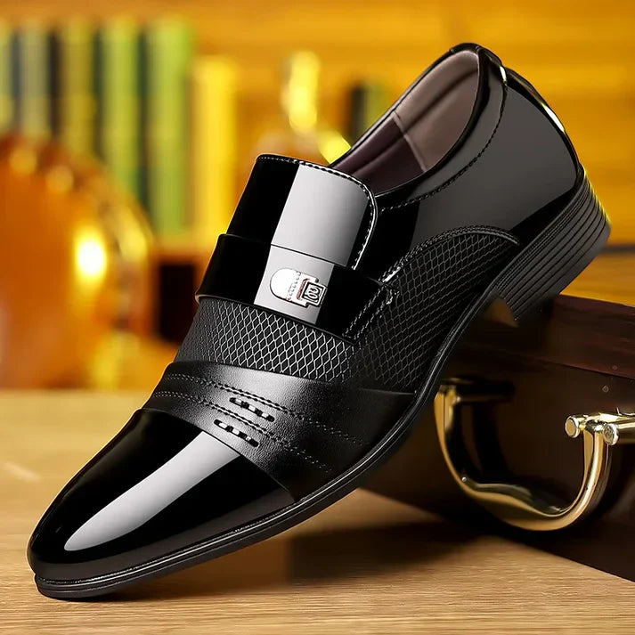 Mens Slip-On Oxford Patent Leather Dress Shoes