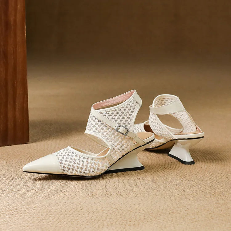 Womens Slingback Shoes Genuine Leather Velour
