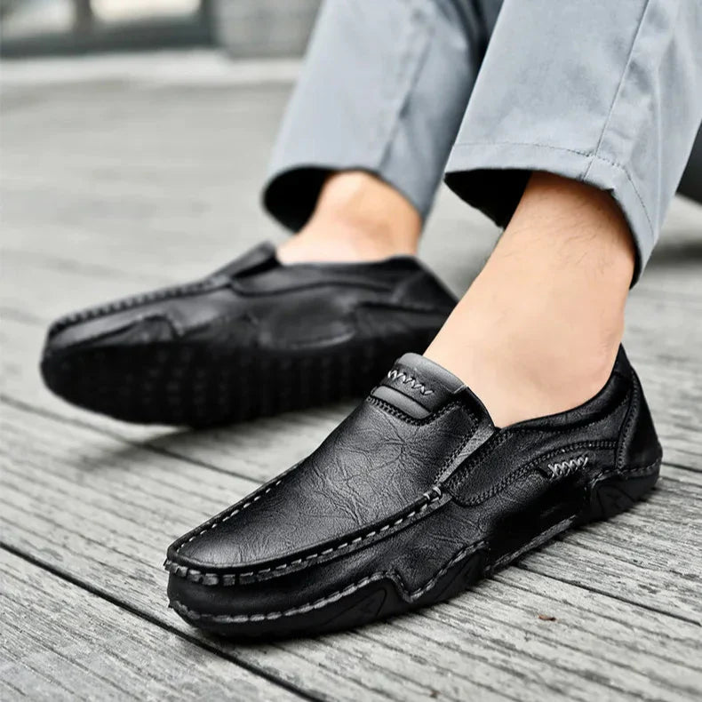 Mens Leather Loafers Slip-On Classic Fit