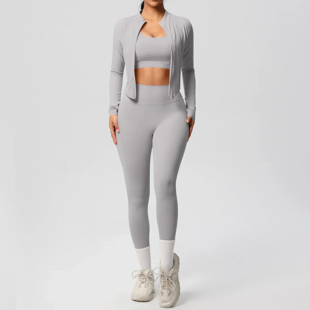 Womens 3-Piece Sports Outfit Stretchy Breathable Fit