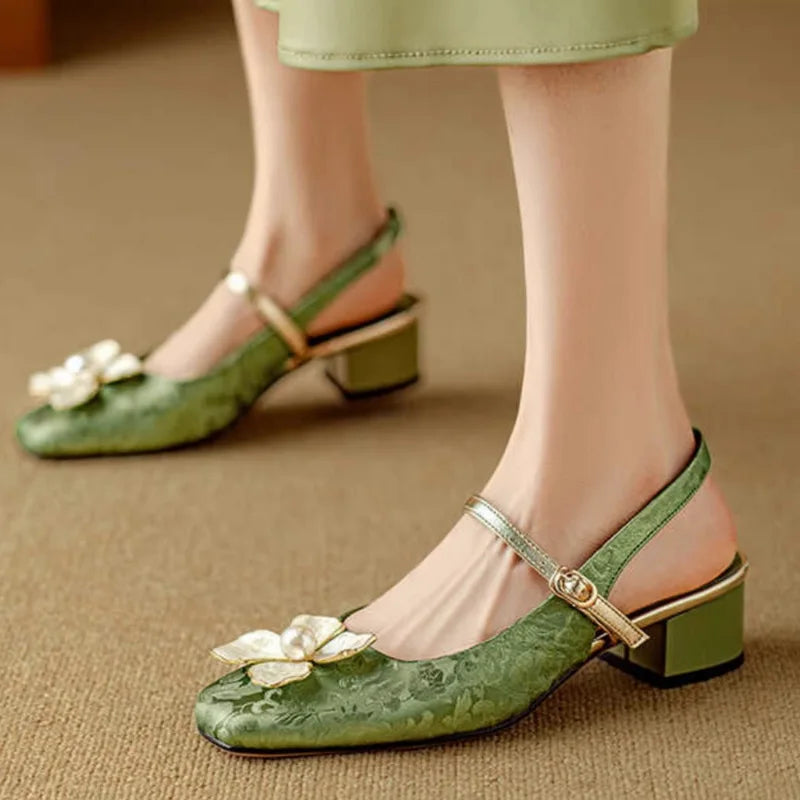 Womens Slingback Pumps Leather Pointed Toe