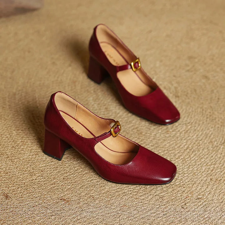 Womens Genuine Leather Heels Classic Fit