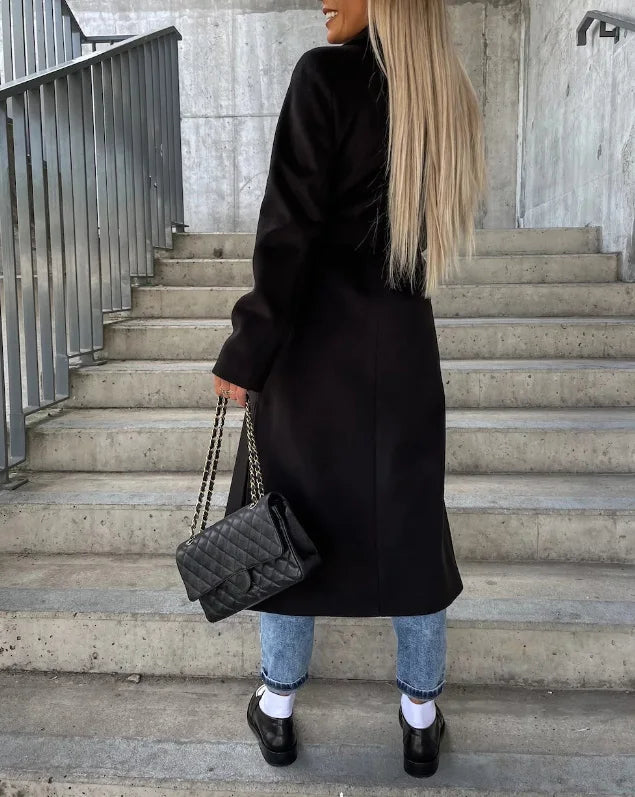 Womens Long Double-Sided Winter Coat with Belt
