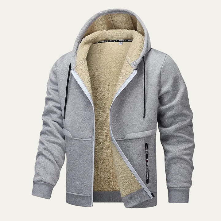 Mens Full Zip Hoodie with Plush Sherpa Lining