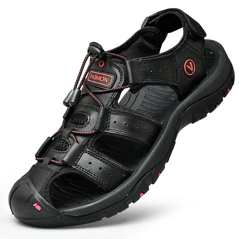 Mens Outdoor Hiking Sandals Closed-Toe Adjustable Strap