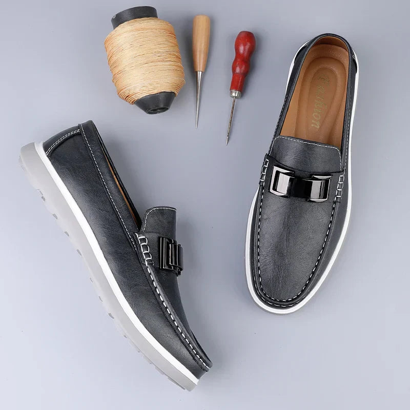 Mens Loafers Genuine Leather Slip-On