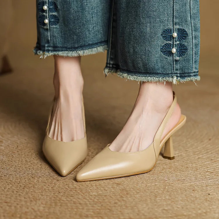 Womens Slingback Shoes Genuine Leather