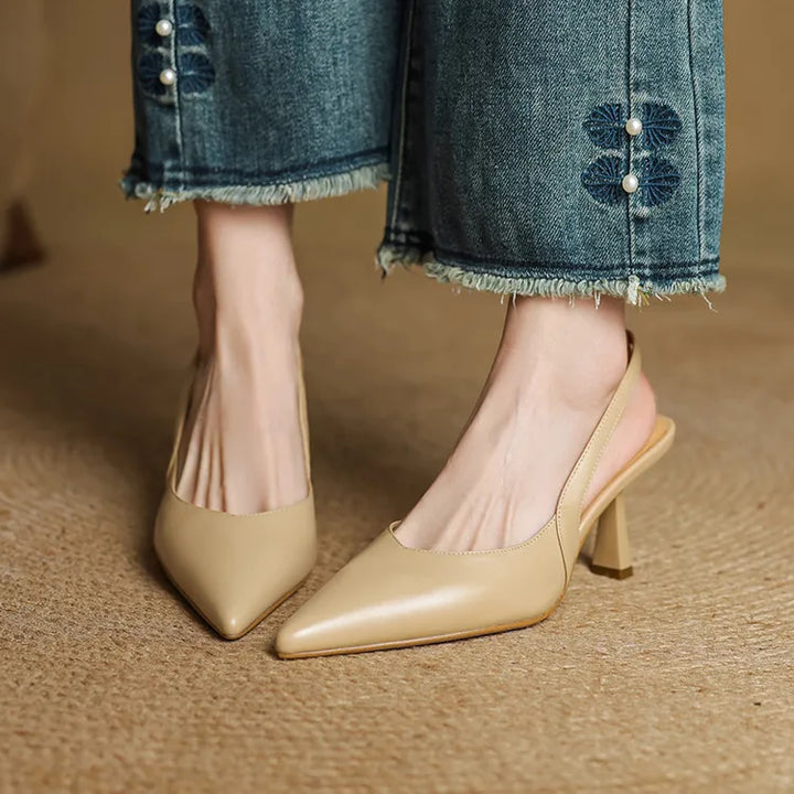 Womens Slingback Shoes Genuine Leather