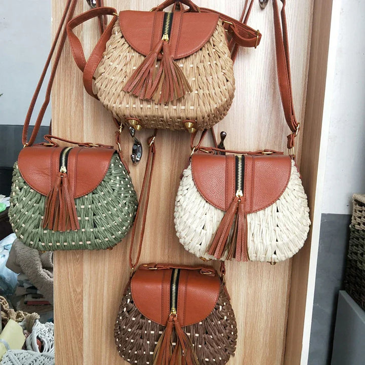 Womens Straw Shoulder Bag Mini Chic Style - BritishMode