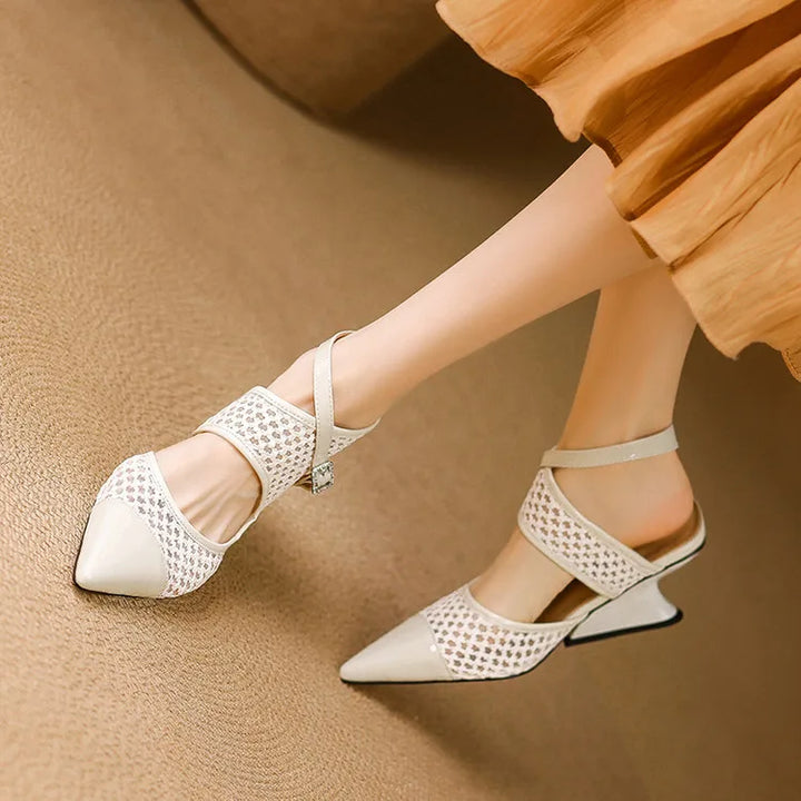 Womens Slingback Shoes Genuine Leather Velour