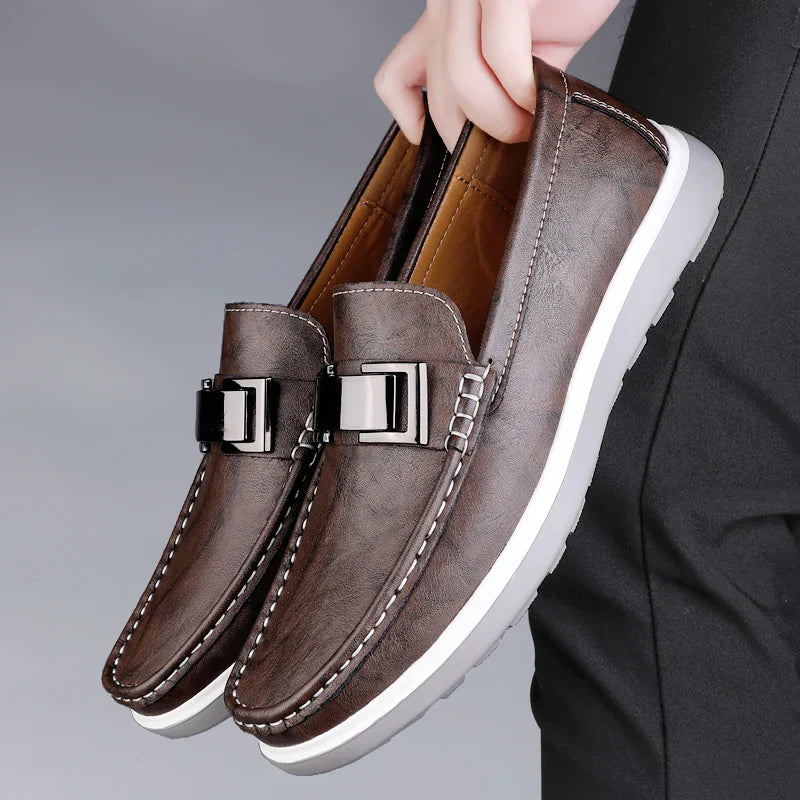 Mens Loafers Genuine Leather Slip-On