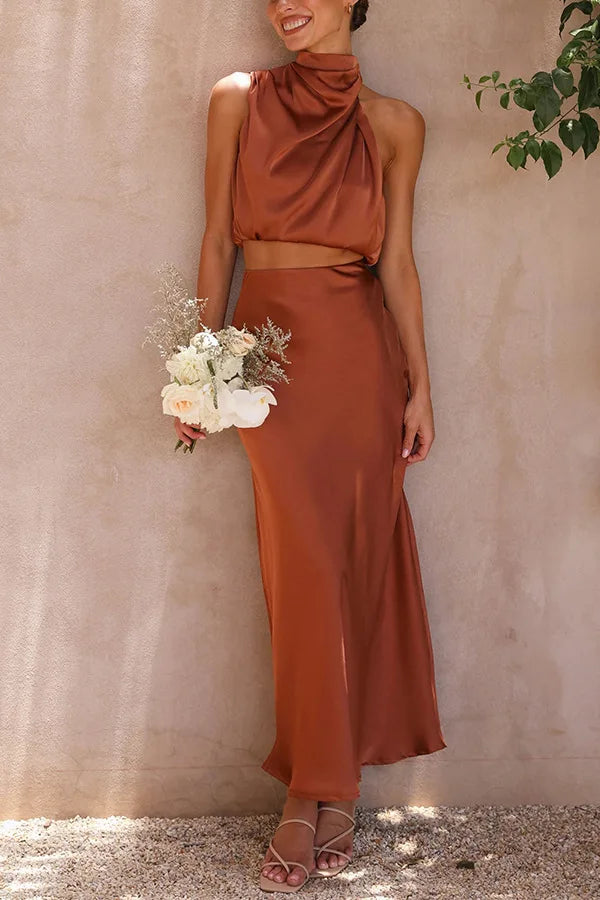Womens Summer Outfit Silky Fabric Elegant Style