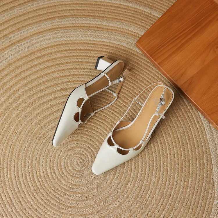 Womens Genuine Leather Slingback Shoes