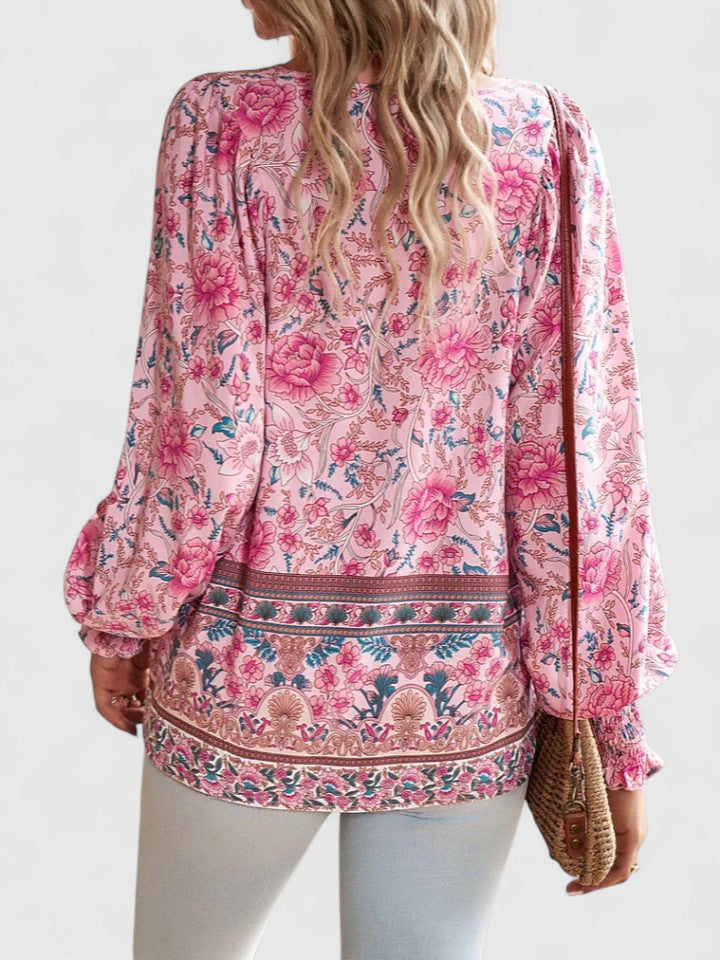 Womens Peasant Blouse Lightweight Long Sleeve Relaxed Fit