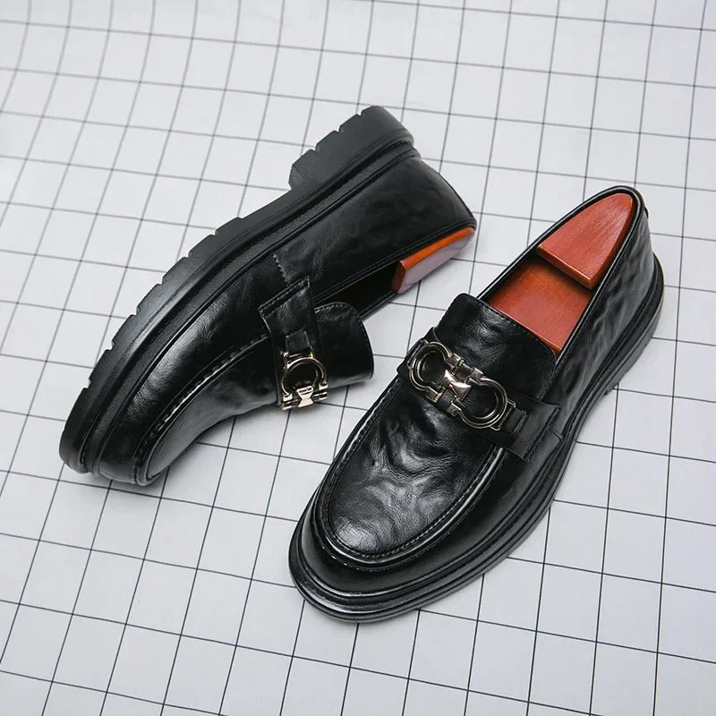 Mens Leather Loafers Slip-On Classic Fit