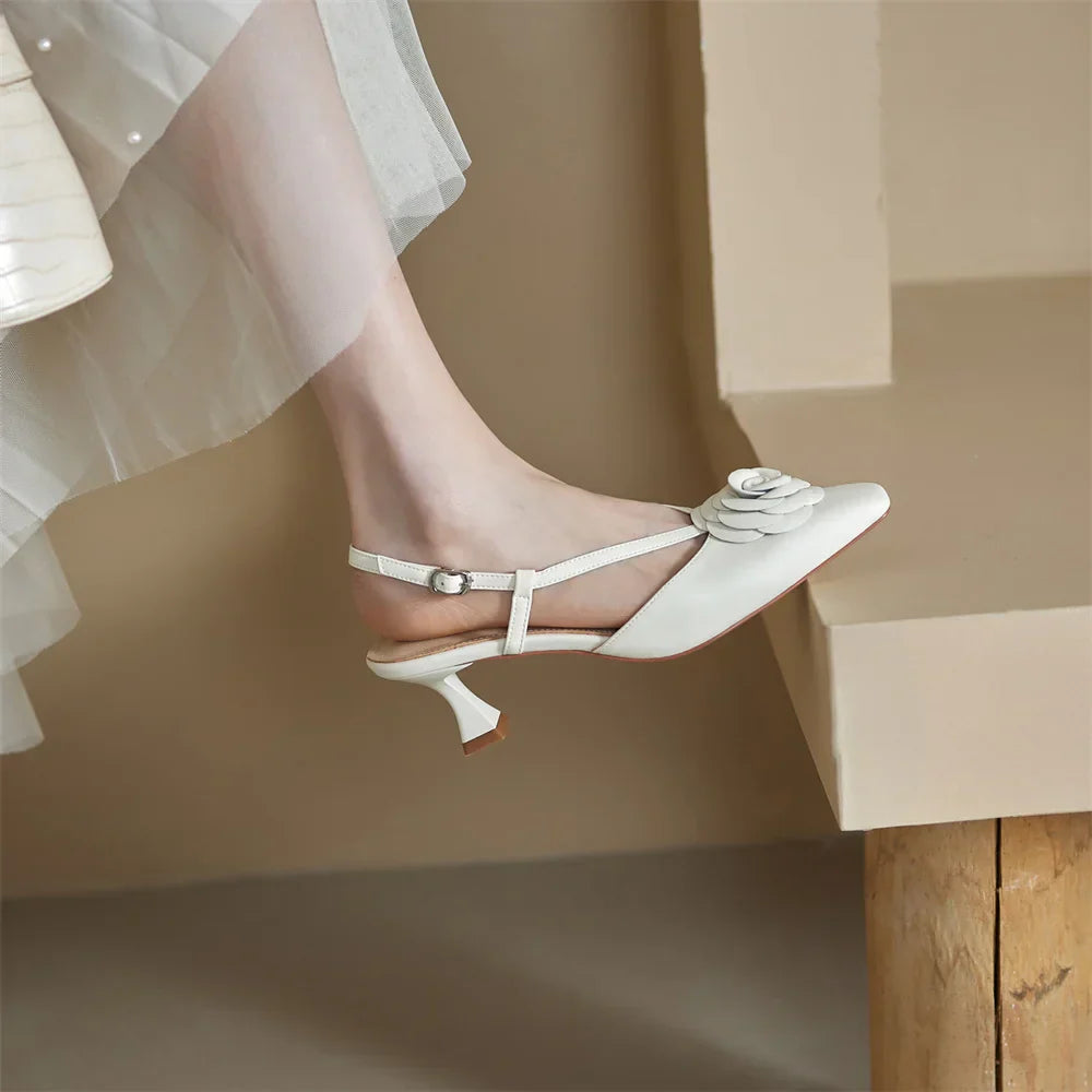Womens Genuine Leather Slingback Shoes